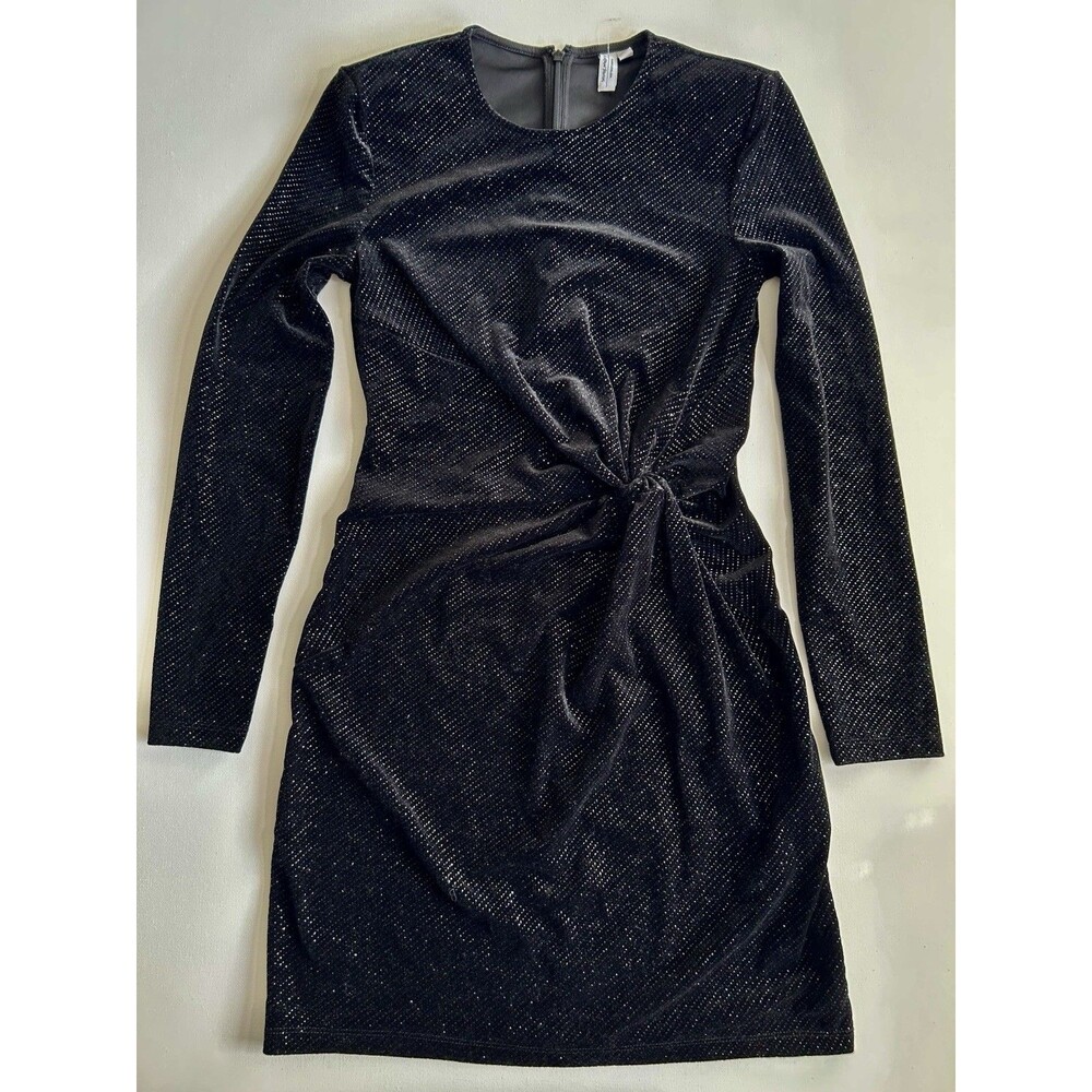 NWOT & Other Stories Cocktail Glitter Sparkle Velour LS Mini Dress Black Size XS - Picture 12 of 16